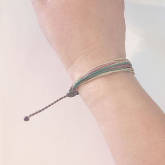 798 Pura Vida Blue Pink Yellow Multi Strand‎ Adjustable Slider Bracelet - Picture 2 of 4